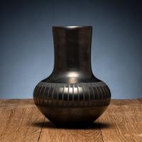 Blackware Pottery Vase, with Gunmetal Finish