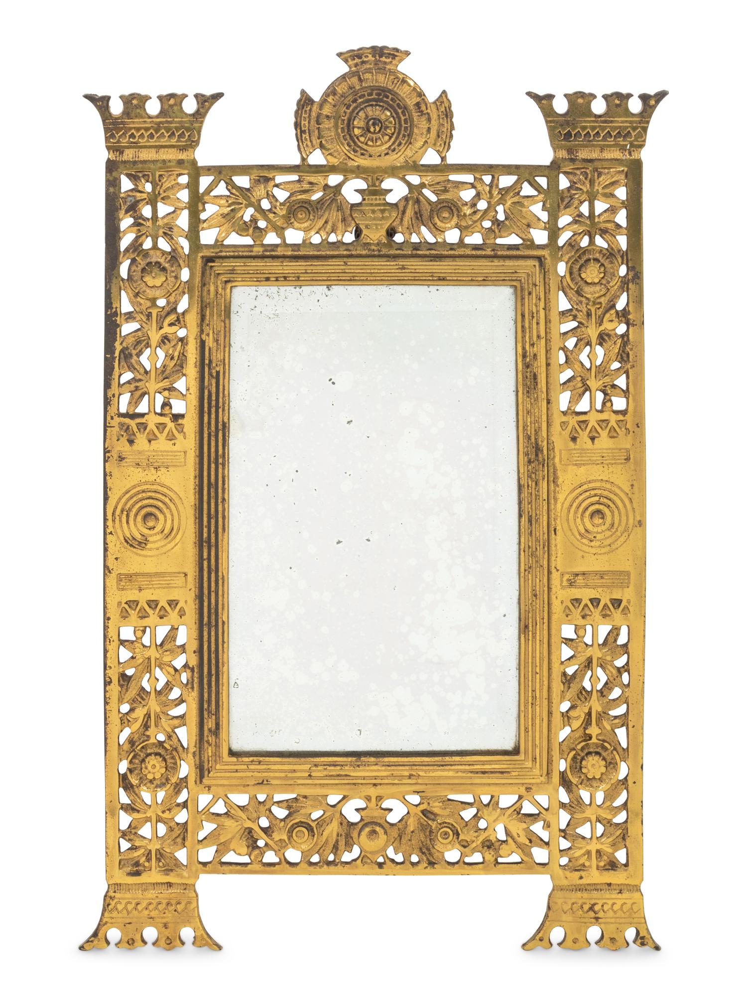A Bradley and Hubbard Aesthetic Movement Cast Brass Table Mirror