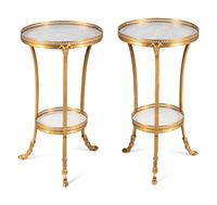 A Pair of Neoclassical Style Gilt Bronze and Marble Side Tables