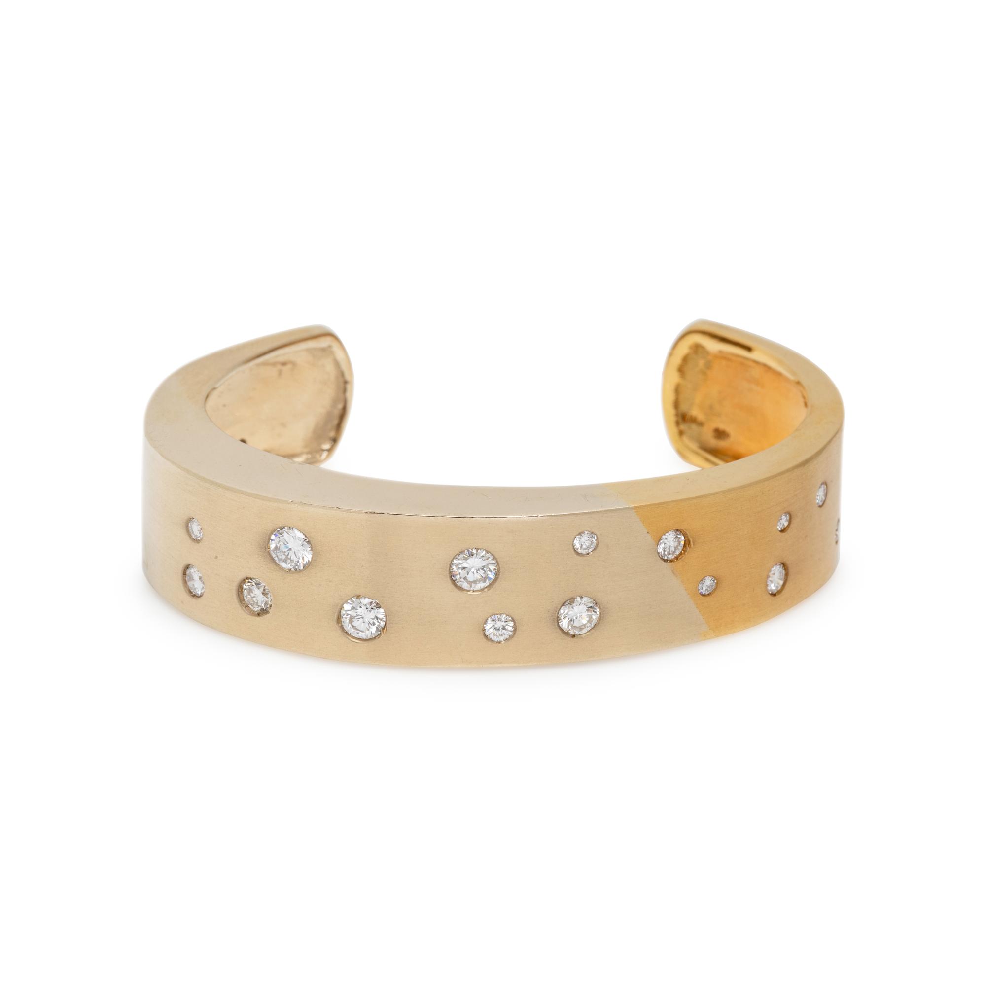 NIVA, DIAMOND AND BICOLOR GOLD CUFF BRACELET
