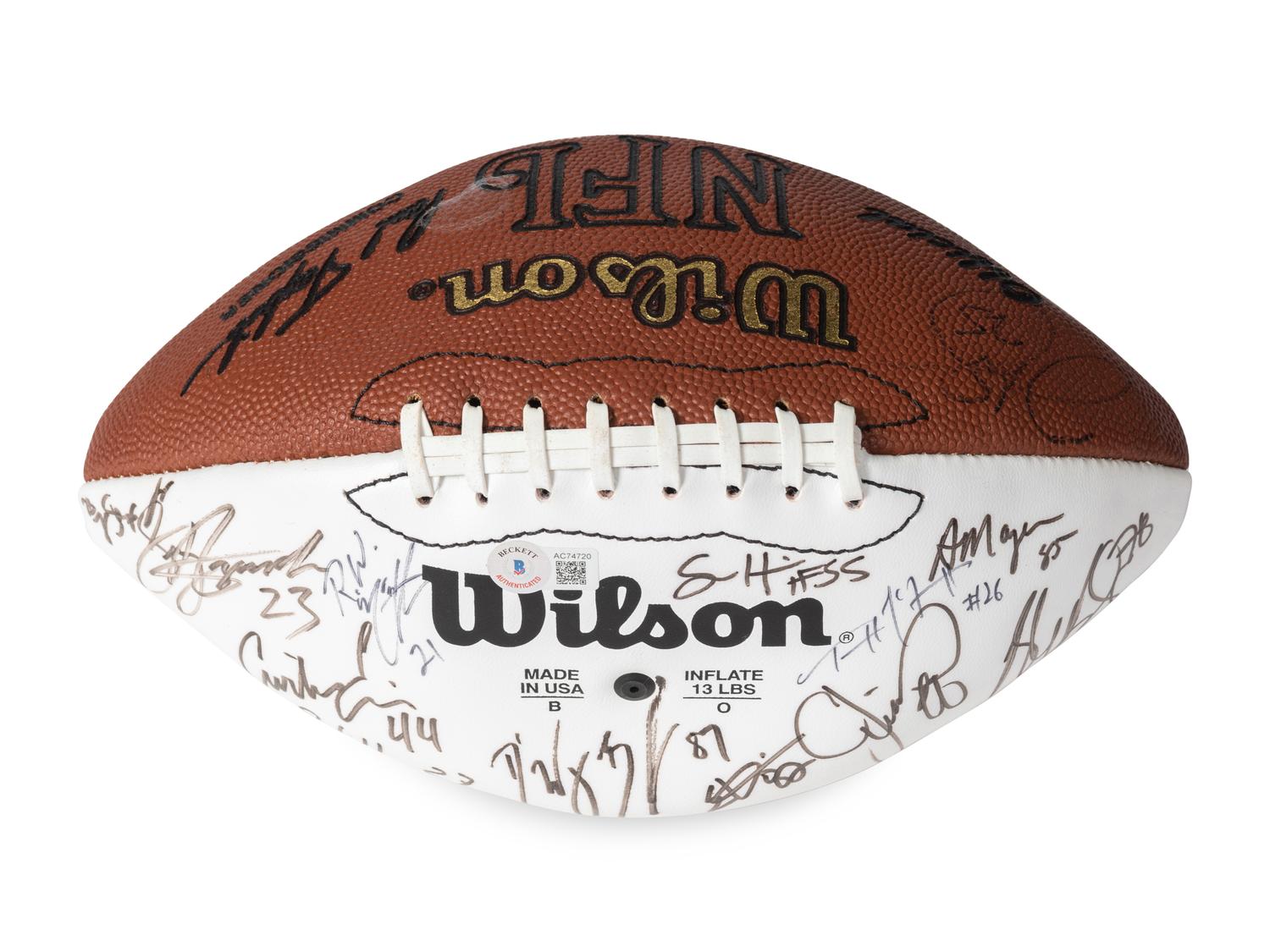 A 2000 Chicago Bears Team Signed Autograph Football - Brian Urlacher Rookie Season (Beckett Authentication Services Letter),