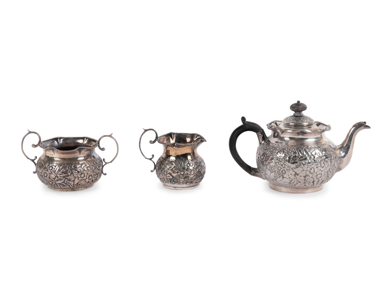 A Victorian Silver Three-Piece Tea Service
