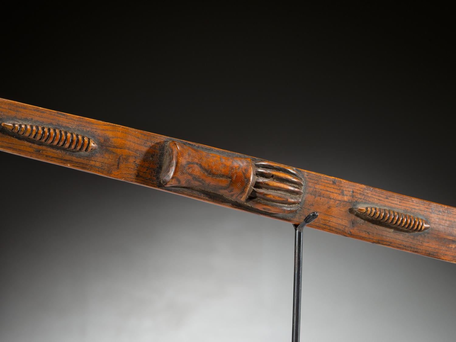 Dakota Carved Pipe and Bowl, with Bear Paw and Whirlwind Worms