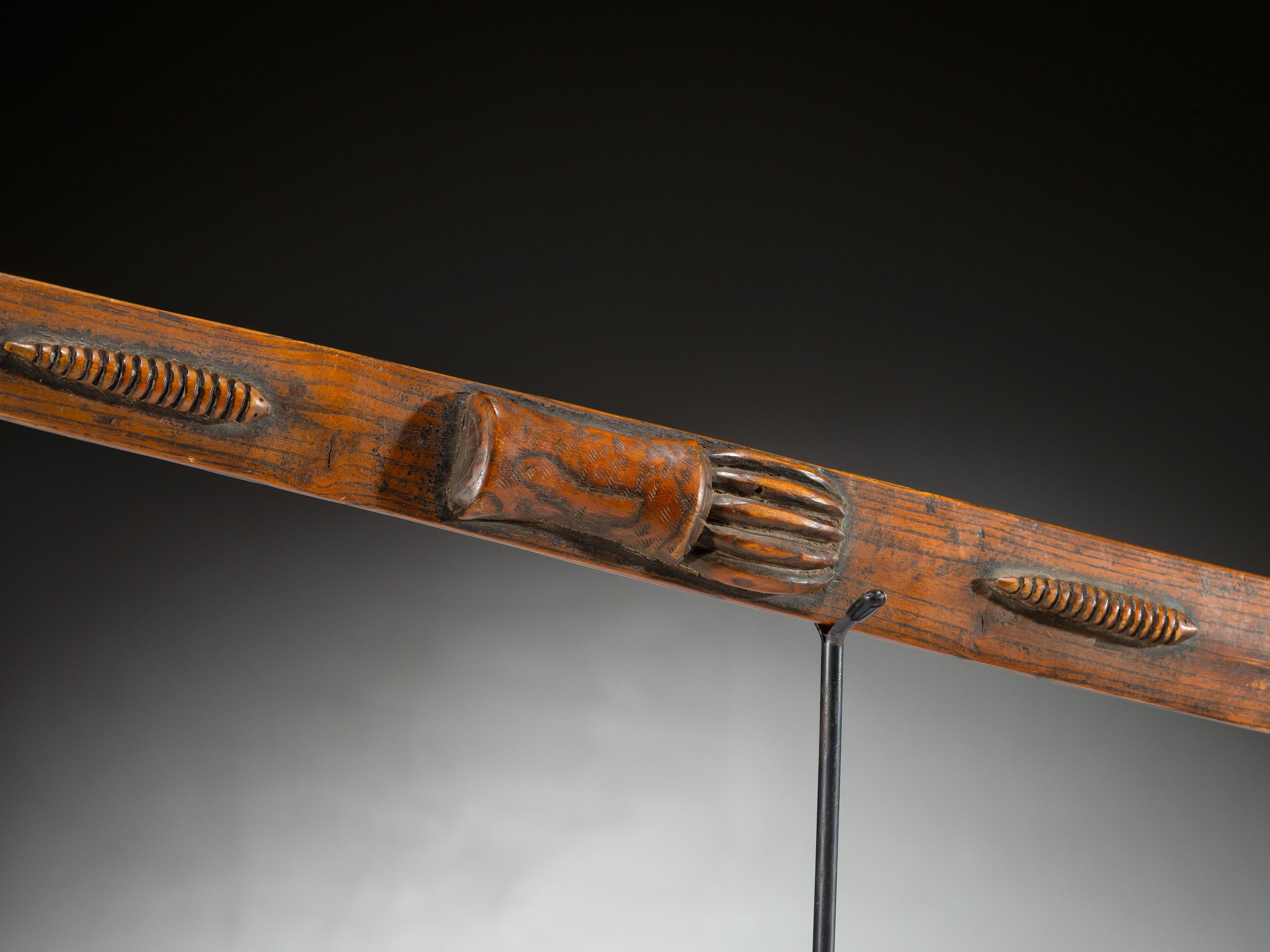Dakota Carved Pipe and Bowl, with Bear Paw and Whirlwind Worms