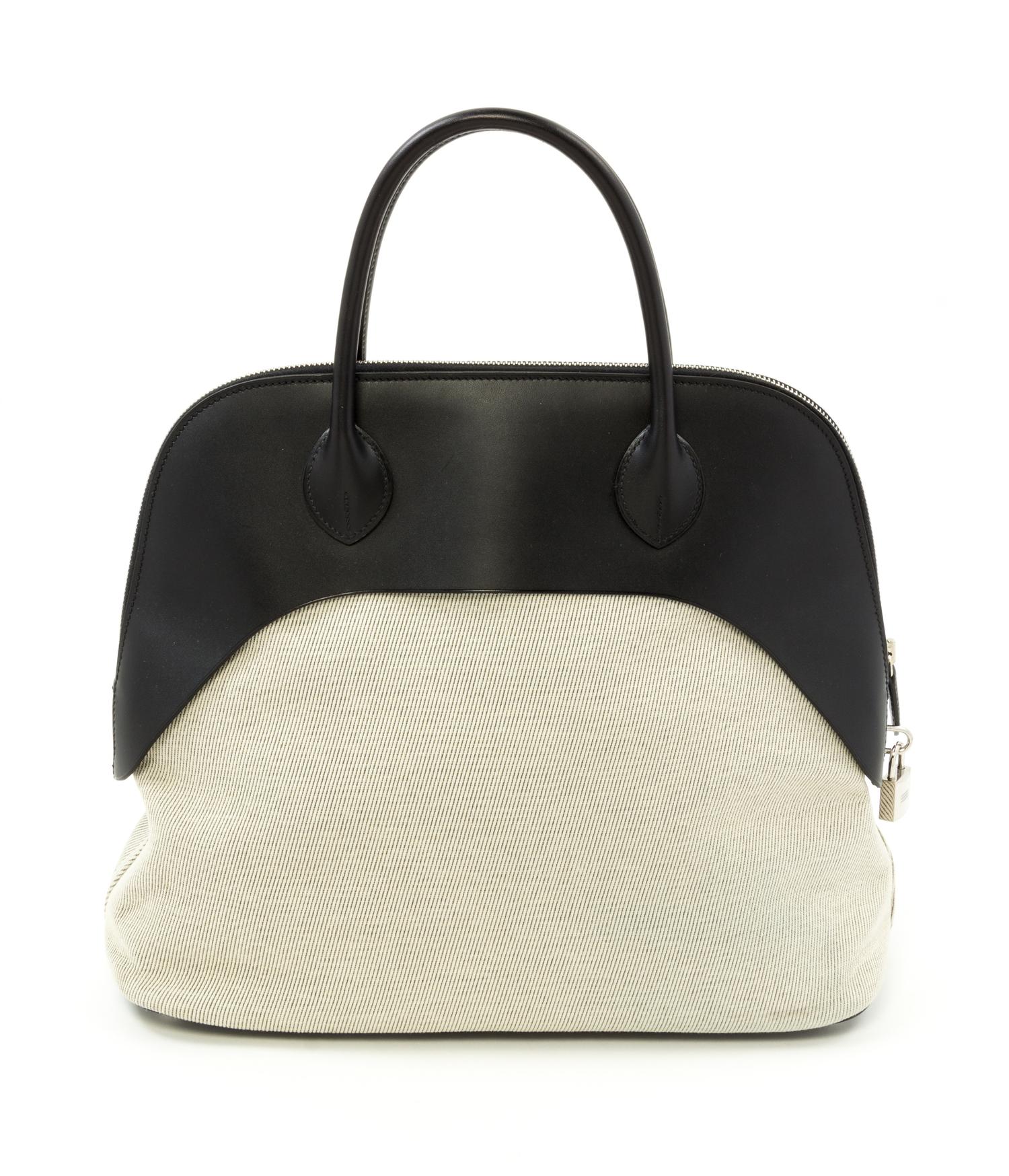 An Hermès Bolide "Paddock" 35cm Canvas Bag, 14" x 12.5" x 6"; Handle drop: 4.5".