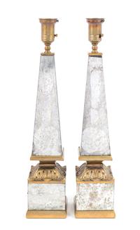 Hollywood Regency, MID 20TH CENTURY, a pair of obelisk lamps
