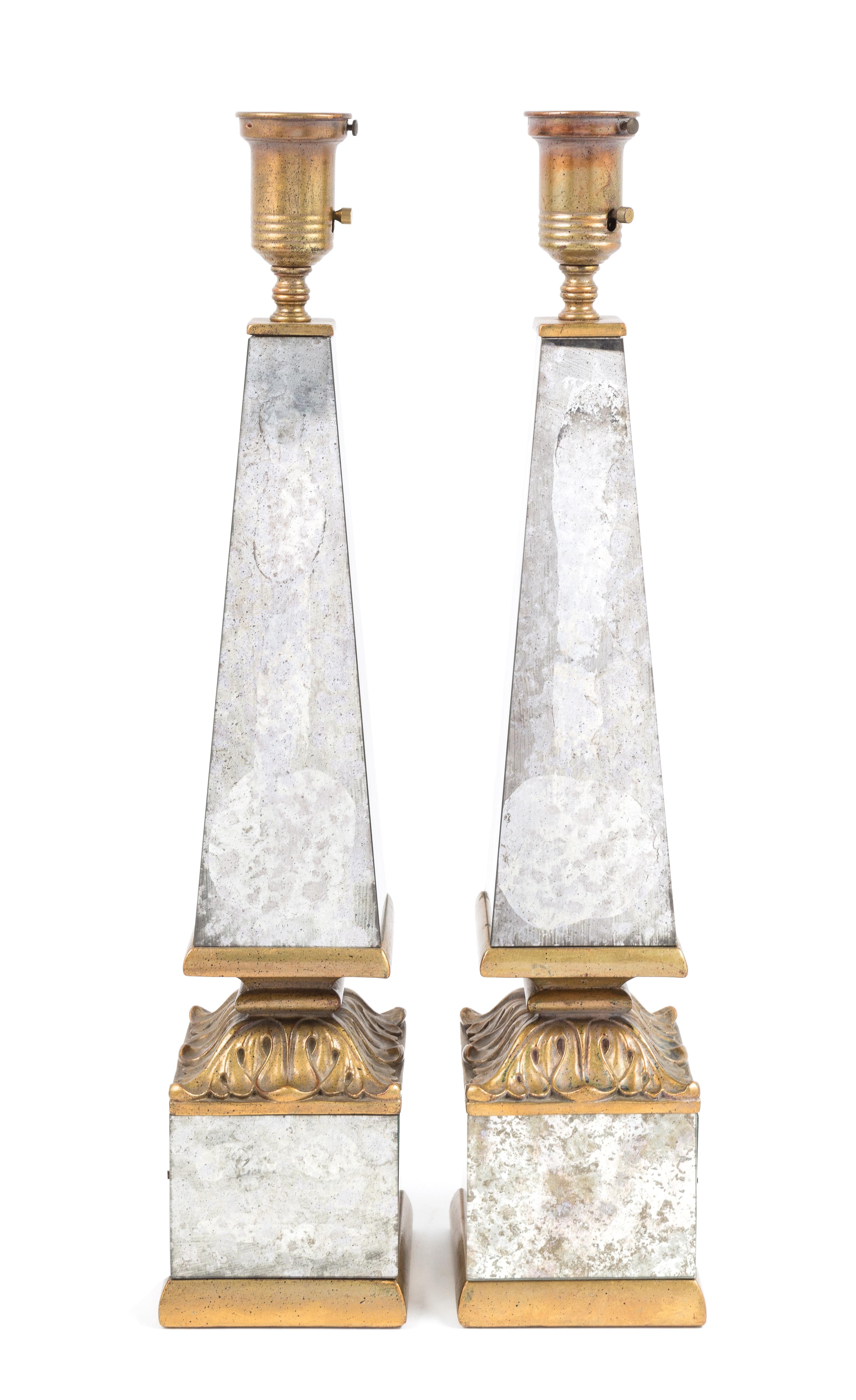 Hollywood Regency, MID 20TH CENTURY, a pair of obelisk lamps