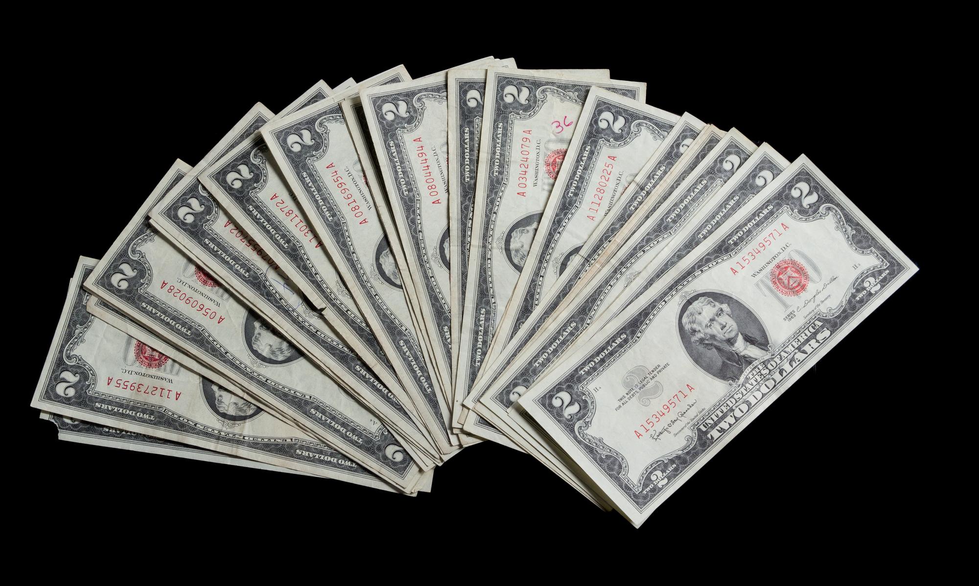 A Group of Thirty-Two 1963 $2 Legal Tender Notes