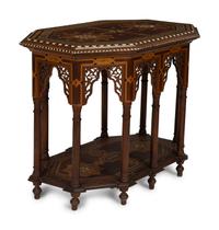 A Levantine Marquetry Elongated Octagonal Table