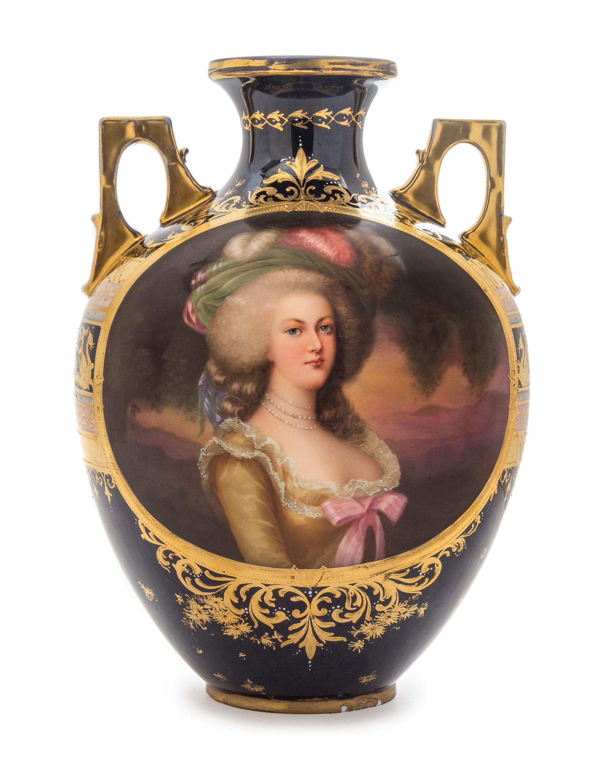 A Royal Vienna Style Porcelain Vase Height 10 5/8 inches.
