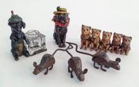 Four Cold Painted Bronze Articles Width of first 4 inches.