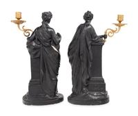 A Pair of Composition Figural Candlesticks After Humphrey Hopper (British, 1767-1844)
