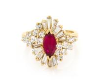 A Yellow Gold, Ruby and Diamond Ring, 4.90 dwts.