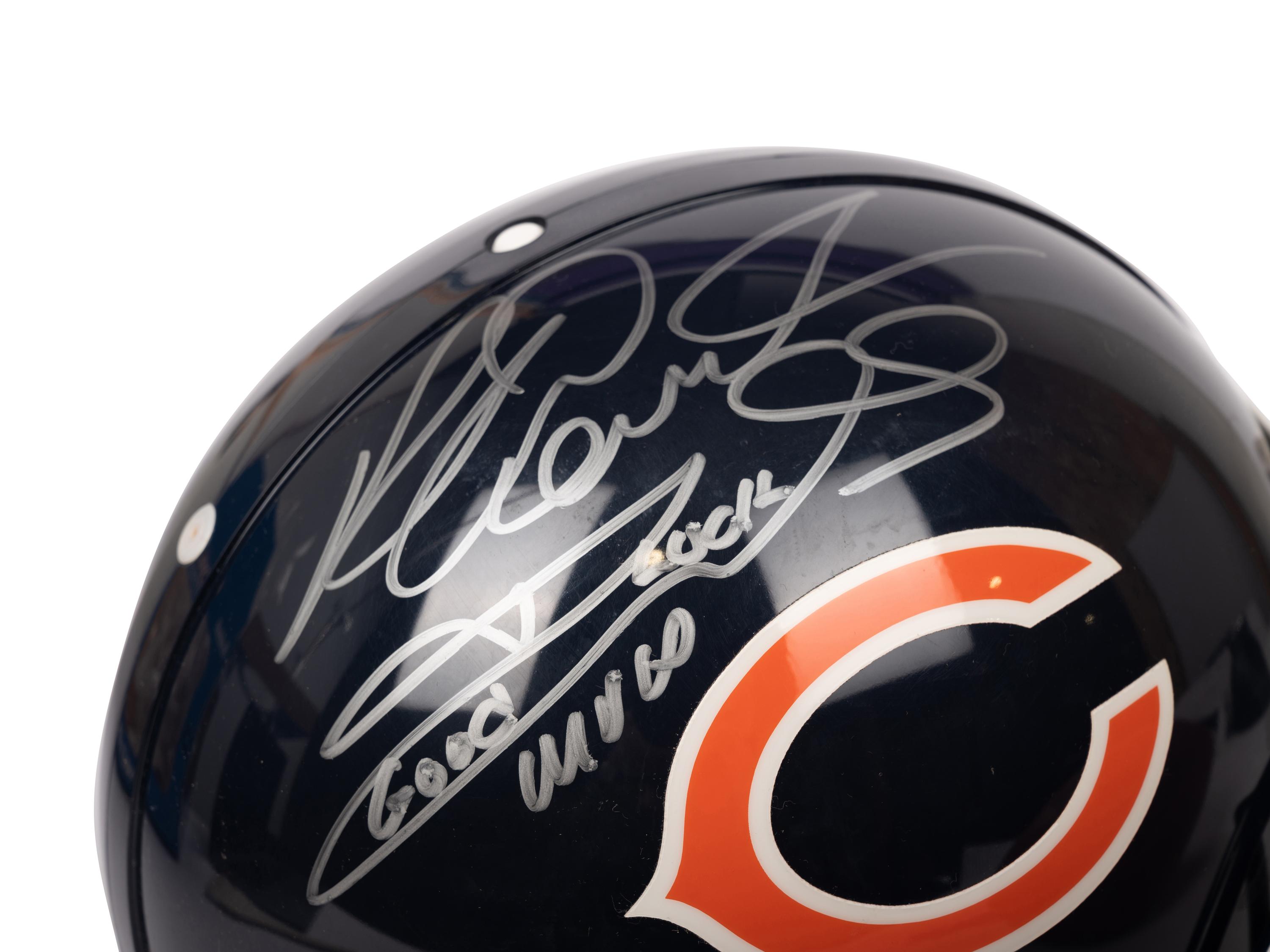 A Richard Dent Signed Autograph Chicago Bears Helmet and Wilson NFL Football (Beckett Authentication Services BAS Certified)