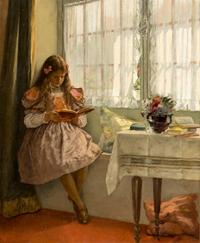 A Young Girl Reading by the Window