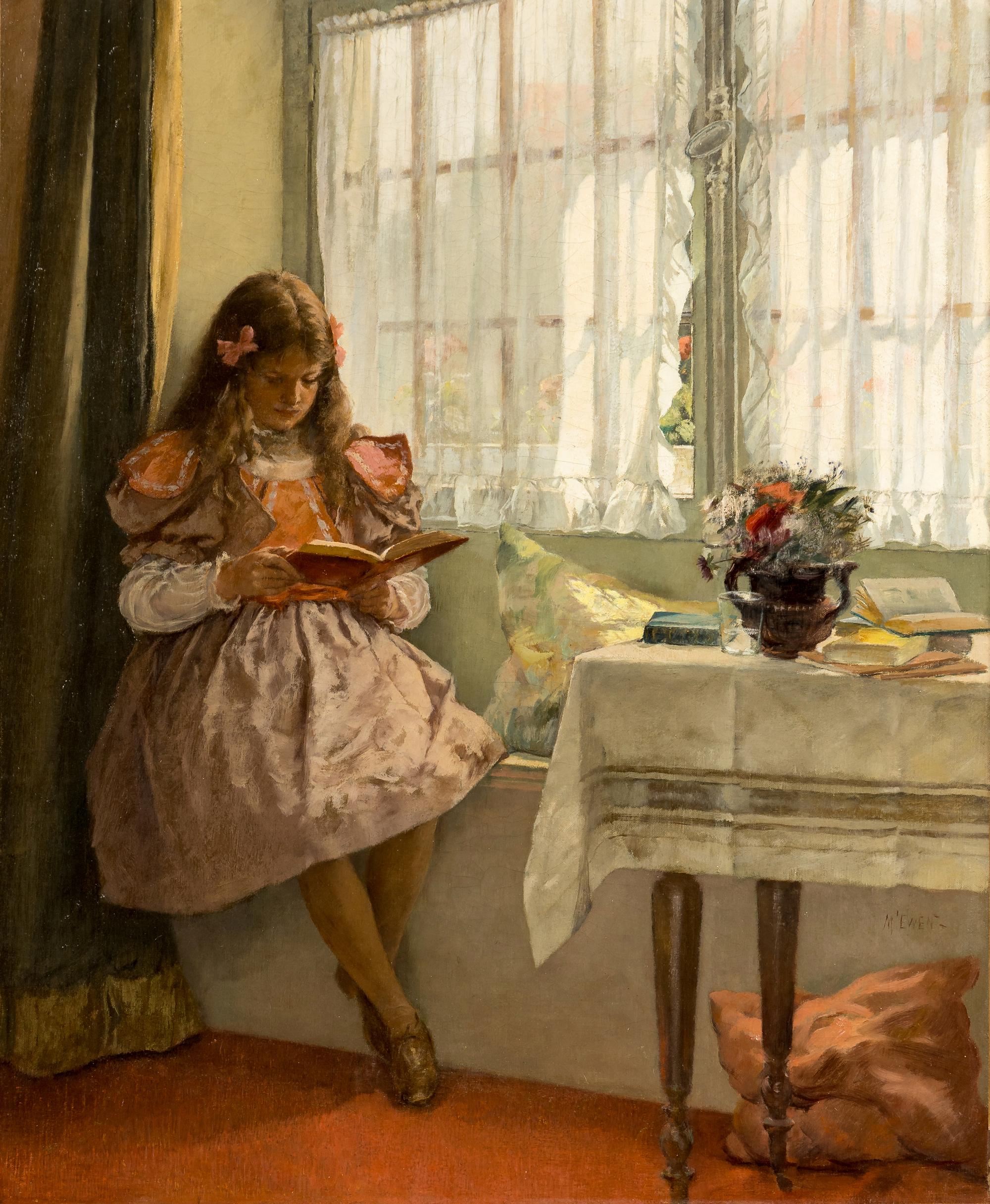 A Young Girl Reading by the Window