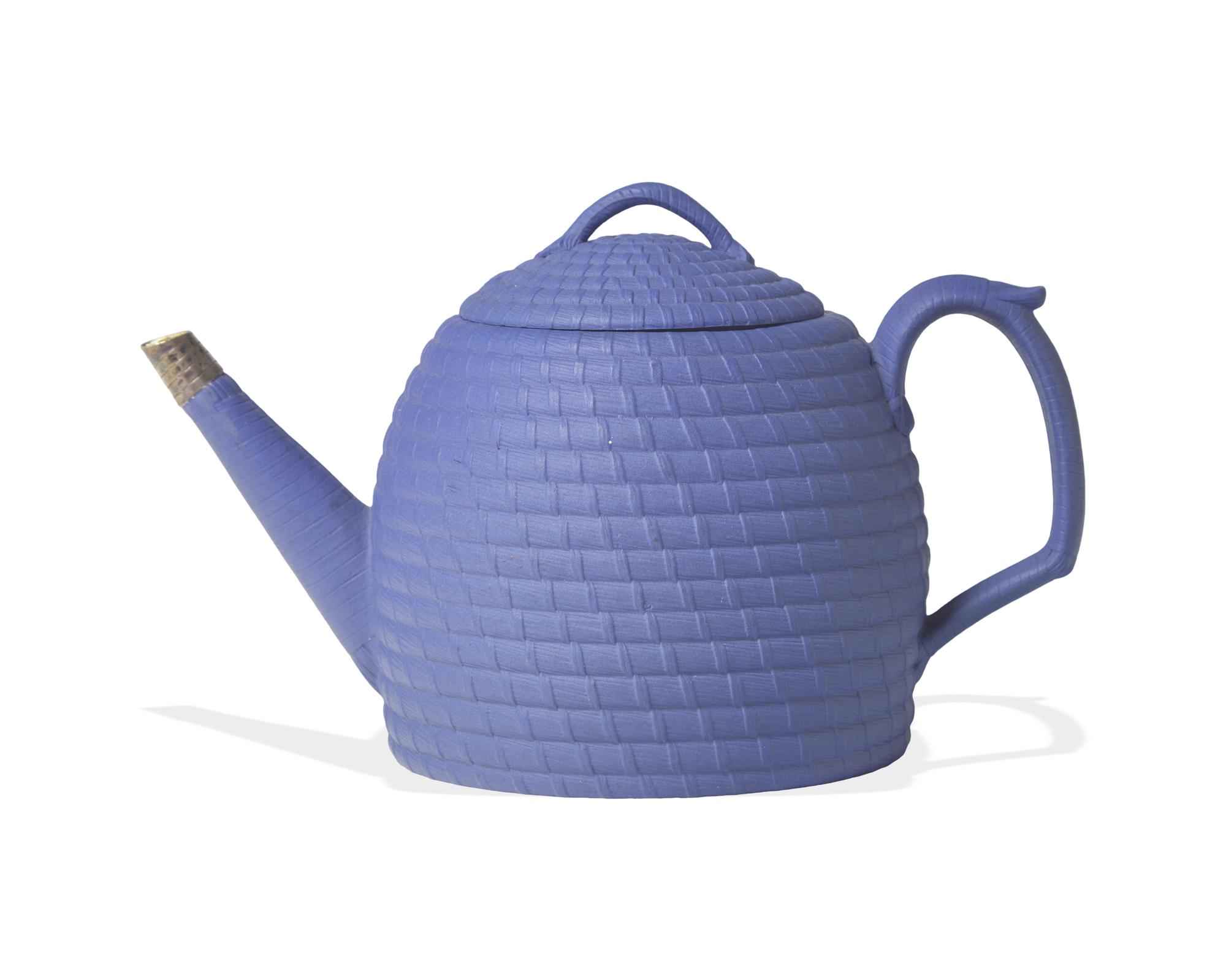A Wedgwood Blue Jasper Dip Beehive Teapot and Cover