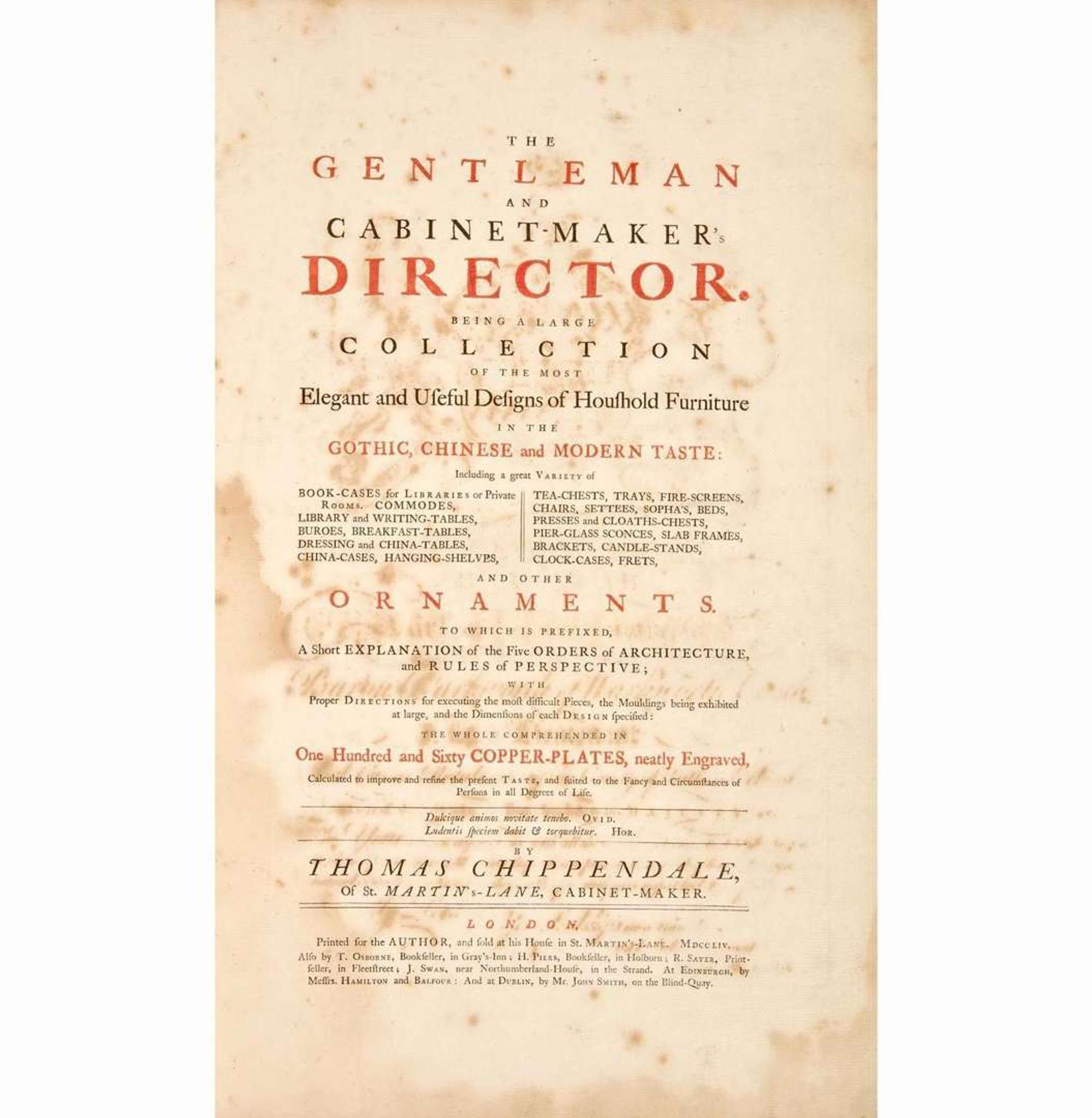 [Furniture & Design] Chippendale, Thomas The Gentleman and Cabinet-Maker's Director...