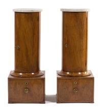 A Pair of Italian Walnut Pedestal Cabinets Height 38 3/4 inches. — 19TH CENTURY