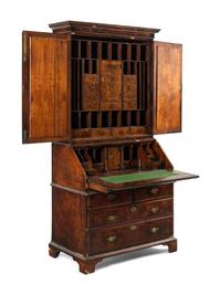 An English Walnut Bureau Bookcase