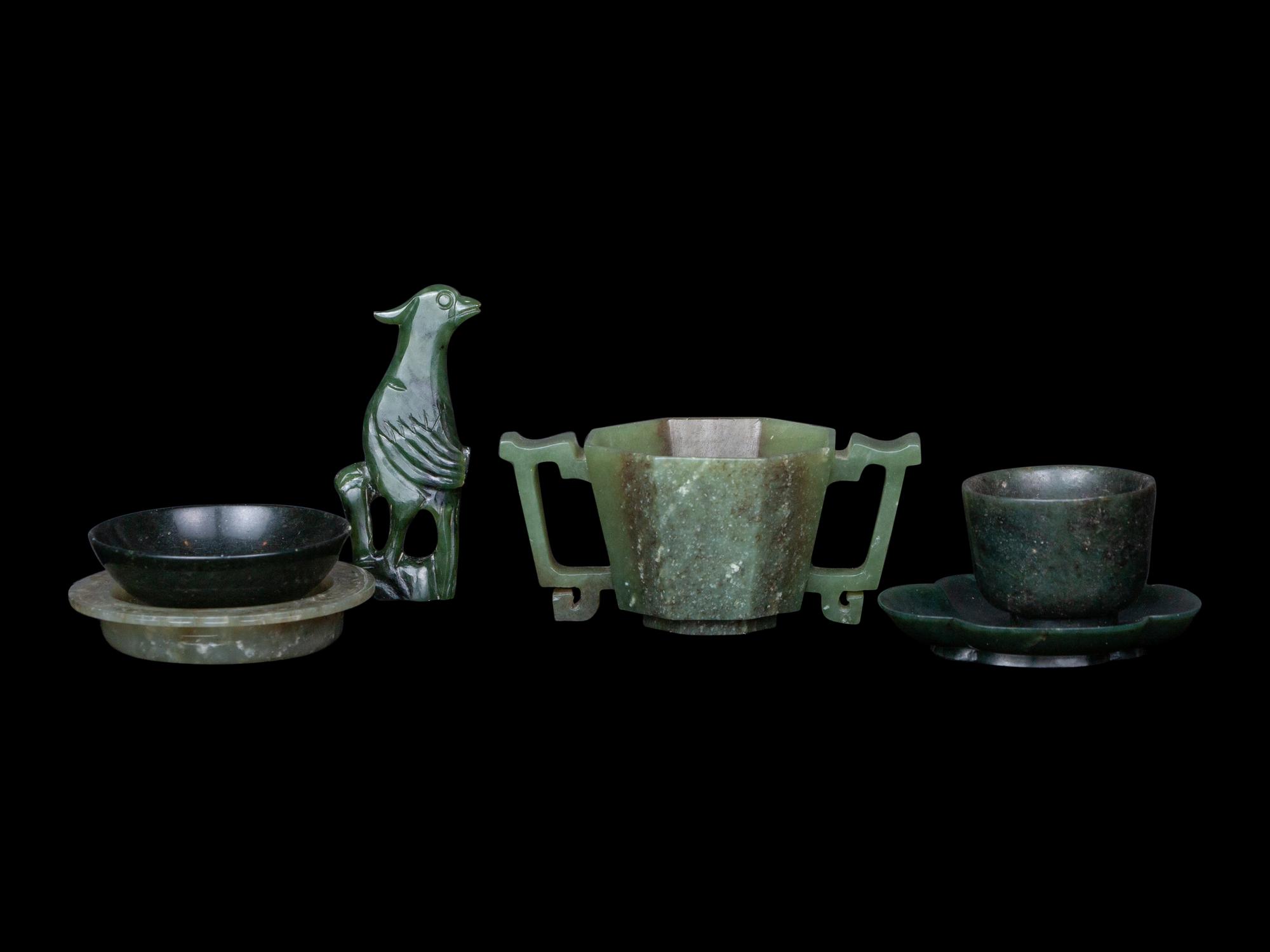Six Chinese Spinach Jade Articles