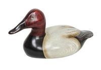 Three Painted Wood Duck Decoys Height 8 1/4 x length 15 x width 7 1/4 inches (largest)