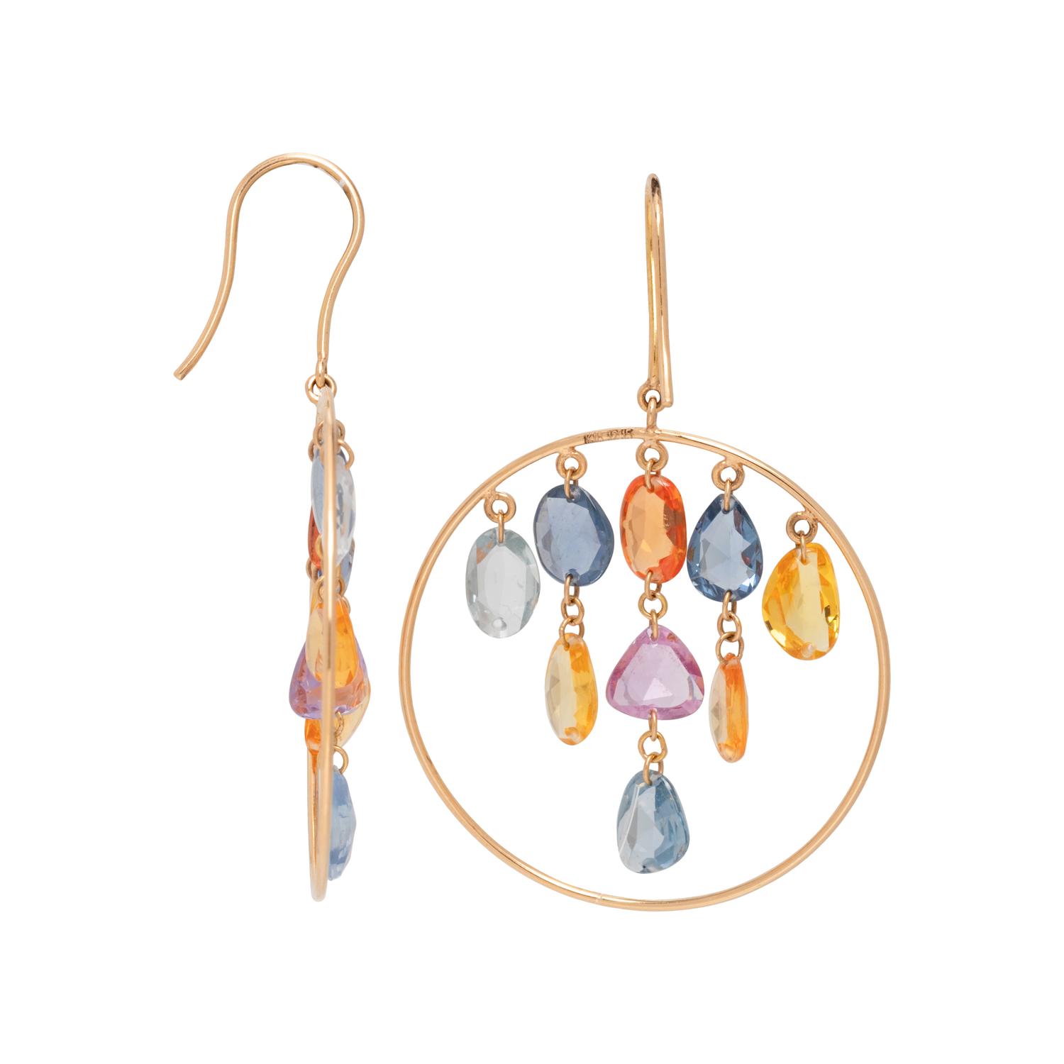 ROSE GOLD AND MULTICOLOR SAPPHIRE EARRINGS