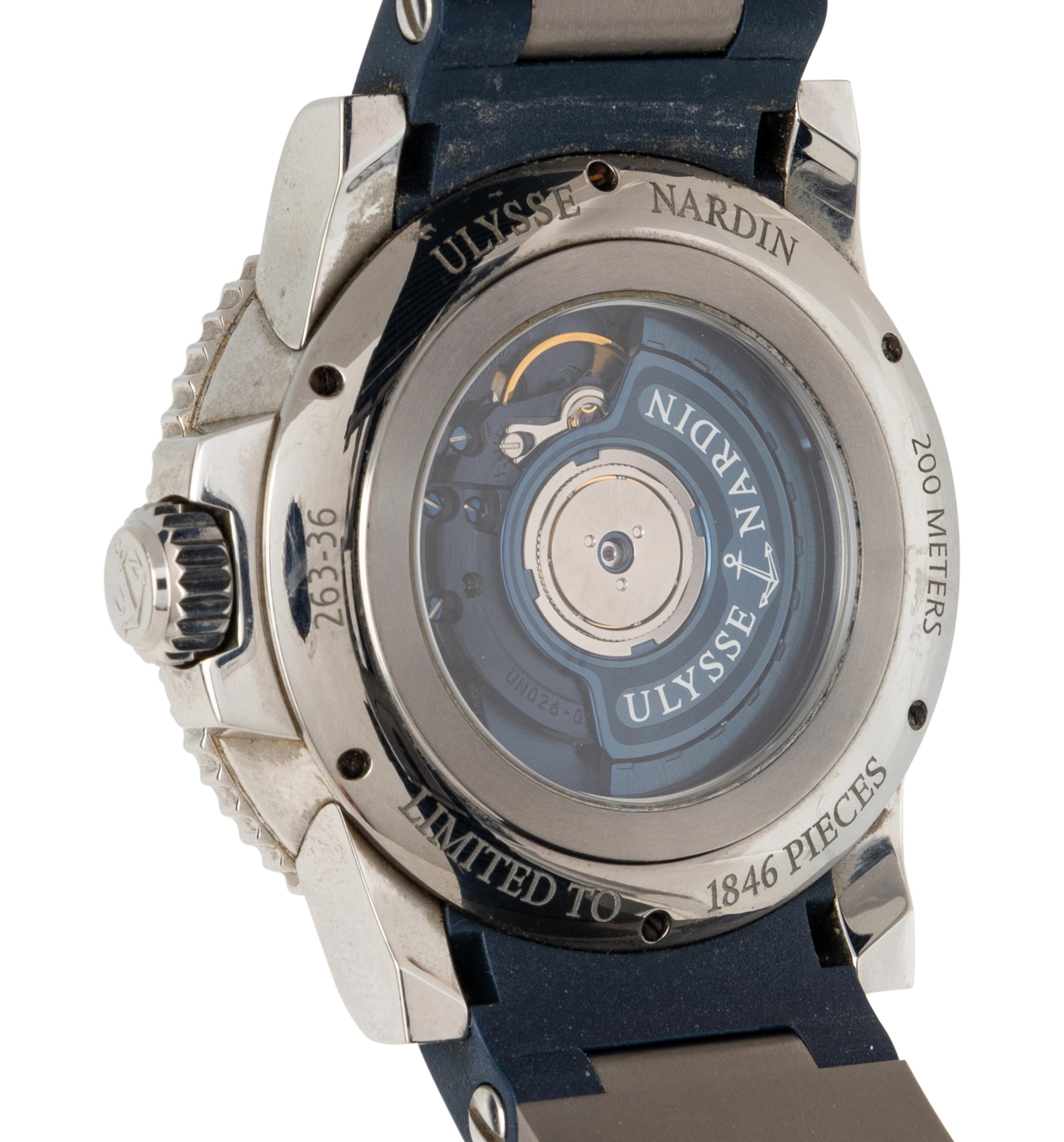 ULYSSE NARDIN, REF. 263-36 STAINLESS STEEL 'MAXI MARINE BLUE SURF' WATCH, LIMITED EDITION No. 0425/1846