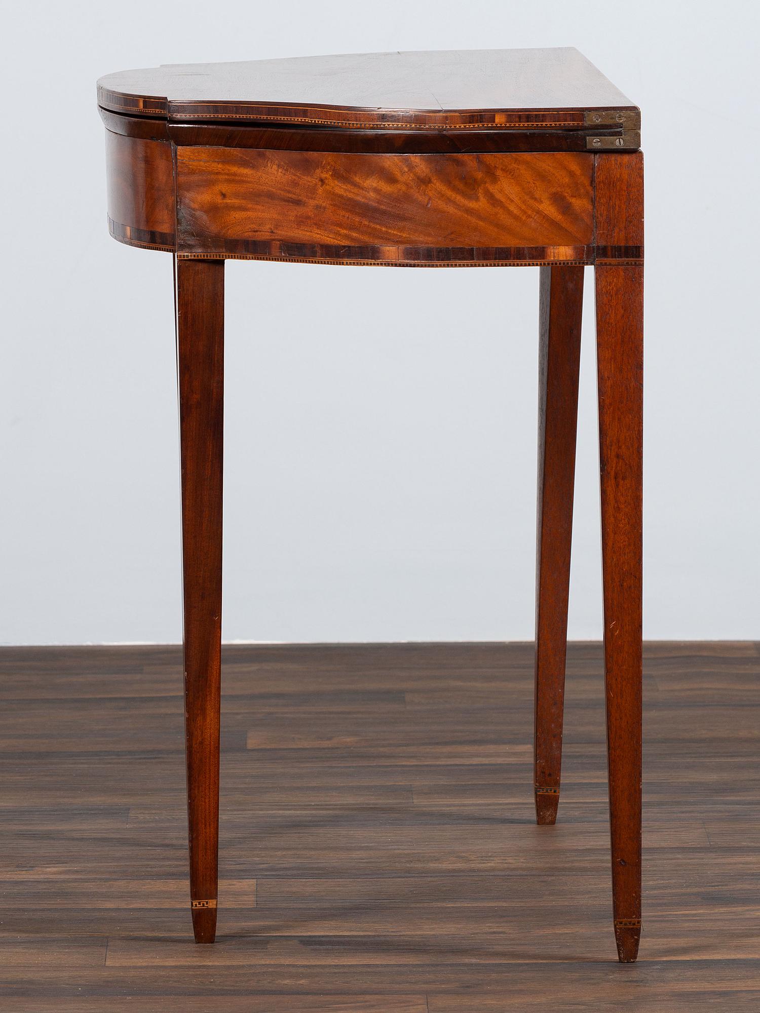 A Federal Inlaid Mahogany Demi-Lune Game Table