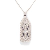 ART DECO, DIAMOND AND SYNTHETIC SAPPHIRE PENDANT BROOCH