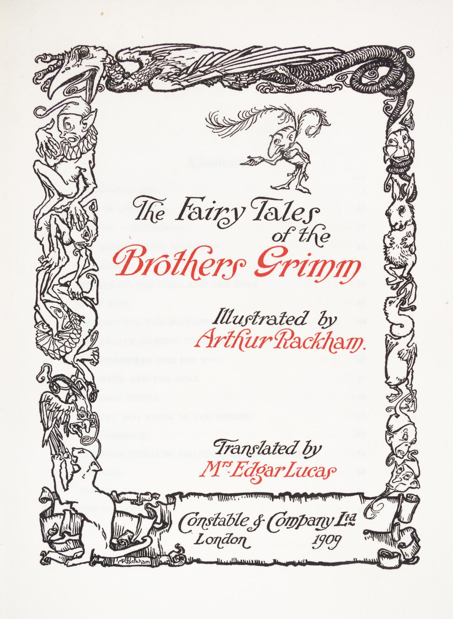 (RACKHAM, ARTHUR) GRIMM BROTHERS. The Fairy Tales of the Brothers Grimm. Limited, signed.