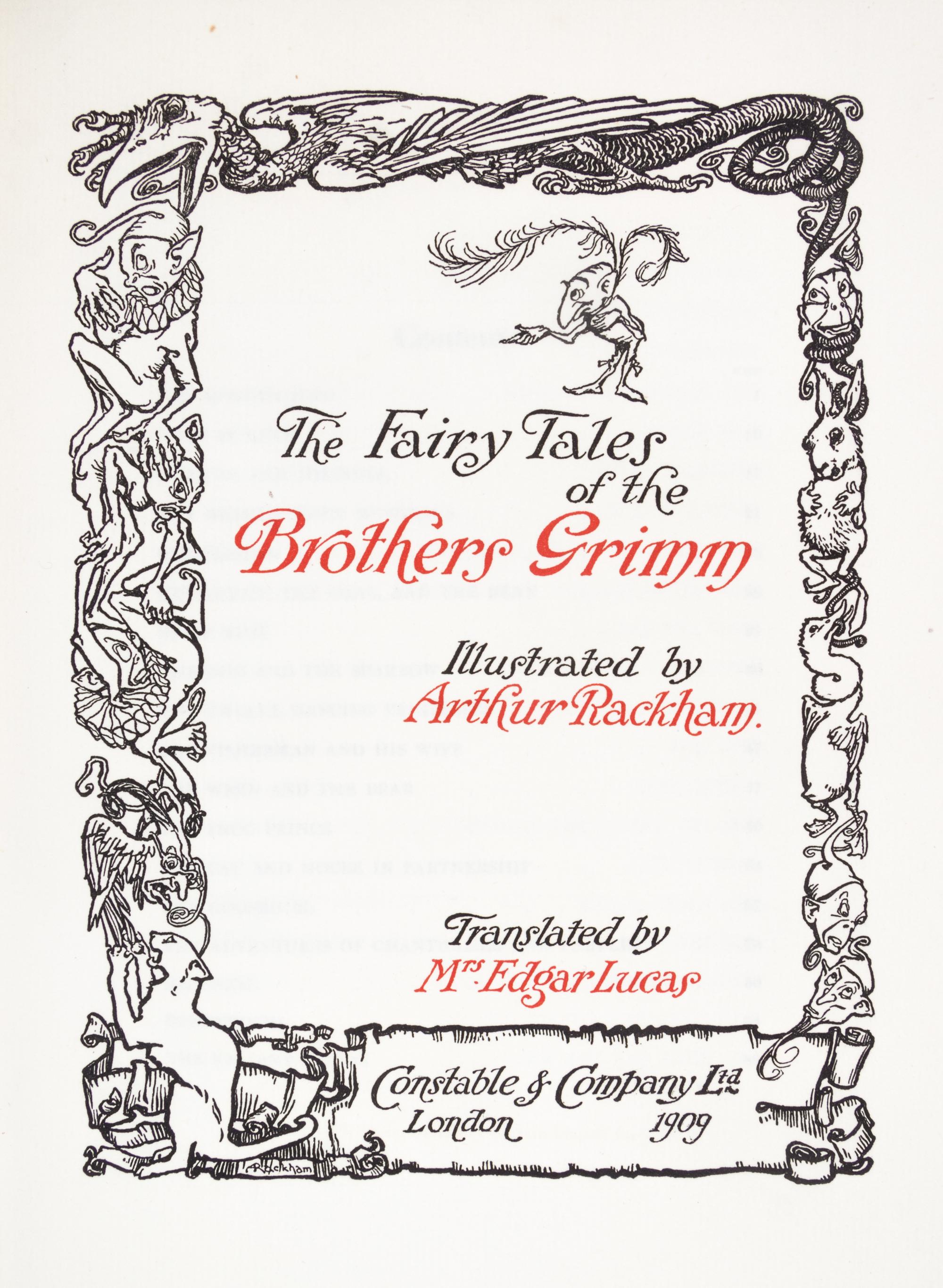 (RACKHAM, ARTHUR) GRIMM BROTHERS. The Fairy Tales of the Brothers Grimm. Limited, signed.