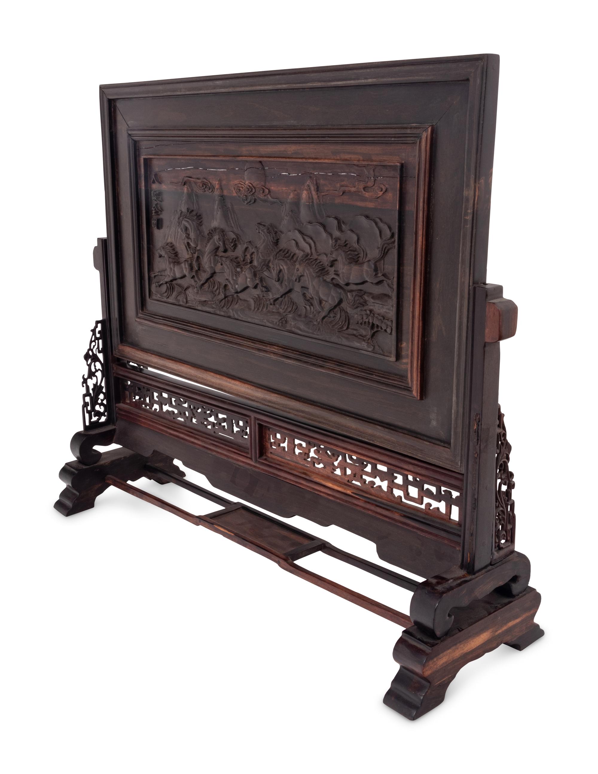 Two Chinese Carved Hardwood Articles