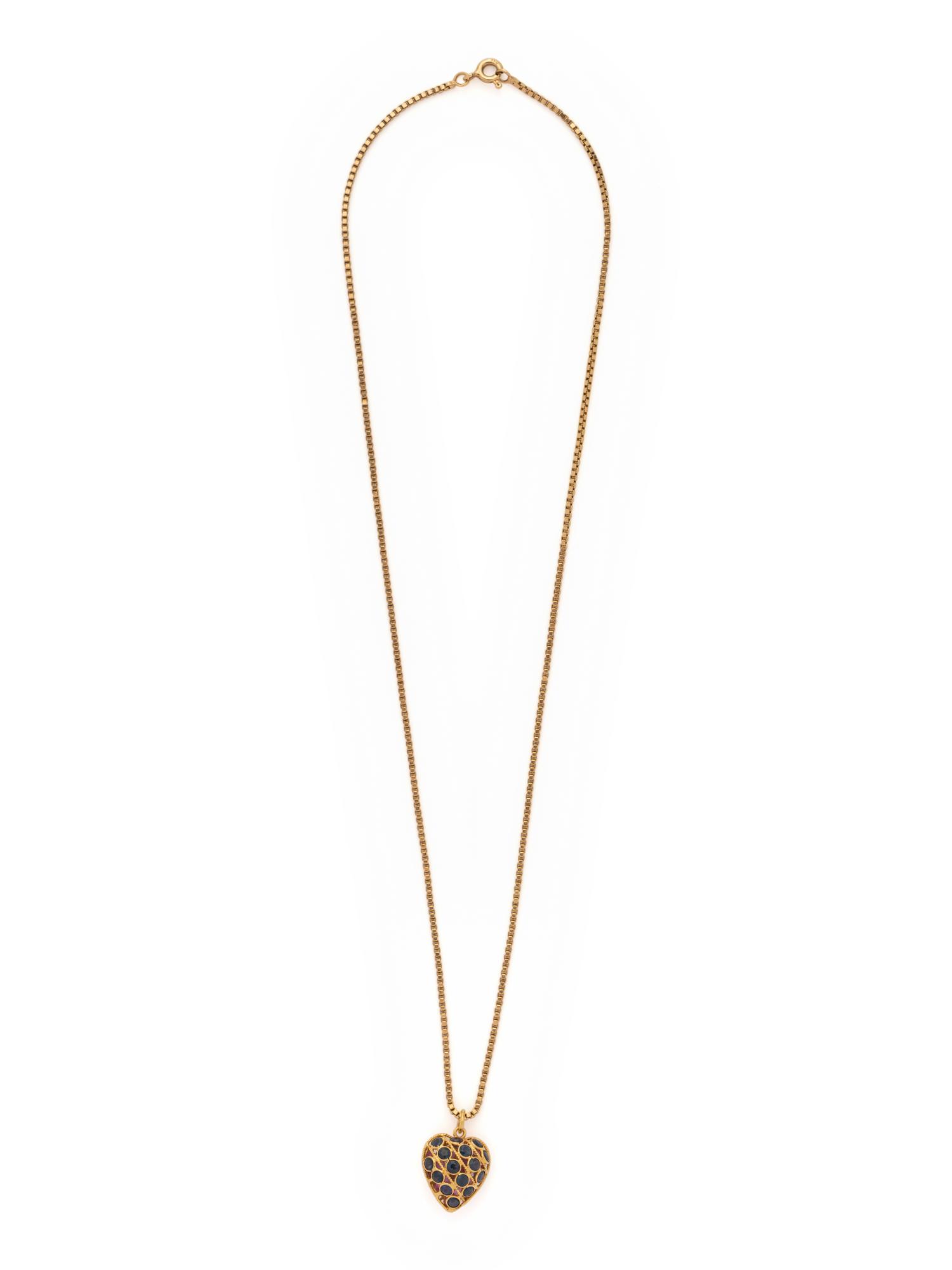 REVERSIBLE YELLOW GOLD, RUBY AND SAPPHIRE HEART PENDANT/NECKLACE