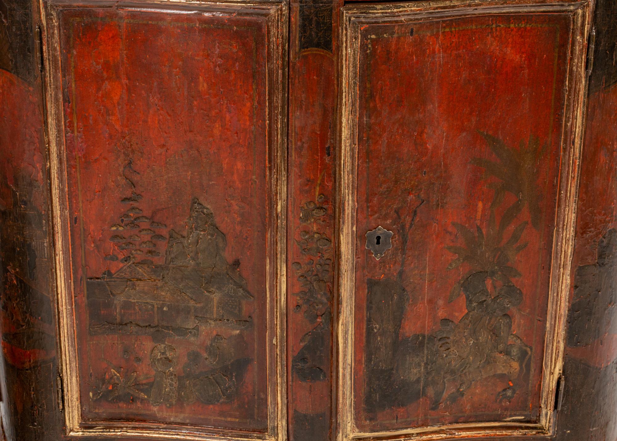 A Pair of Italian Painted Serpentine-Front Cabinets