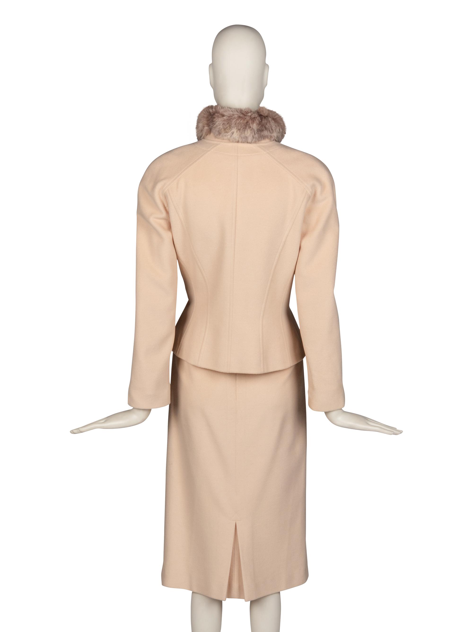Mugler Fur-Trim Skirt Suit