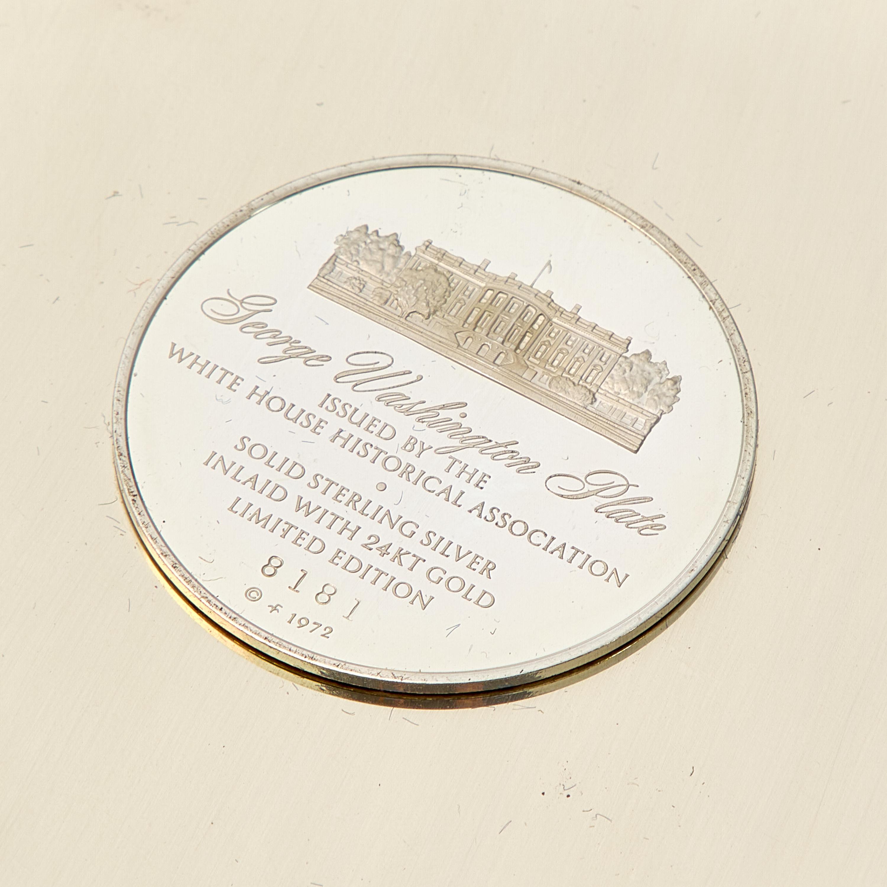 A Group of Twelve Franklin Mint 24K Gold Inlaid Sterling Presidential Plates, Circa 1976