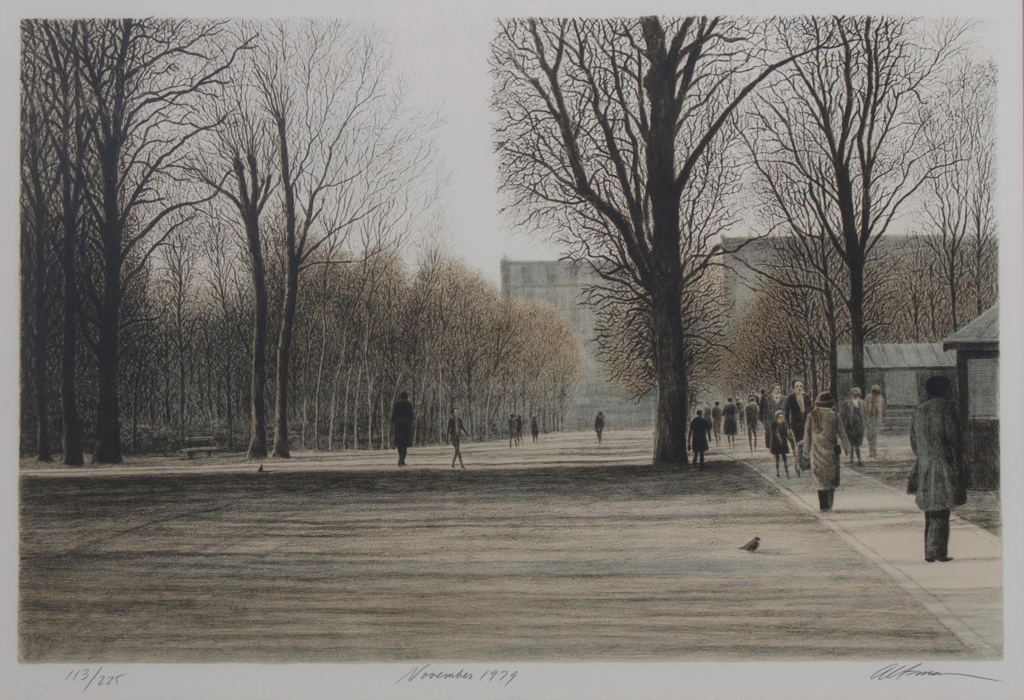 Harold Altman, (American, 1924-2003), Park with Six Figures and November 1979 (two works)