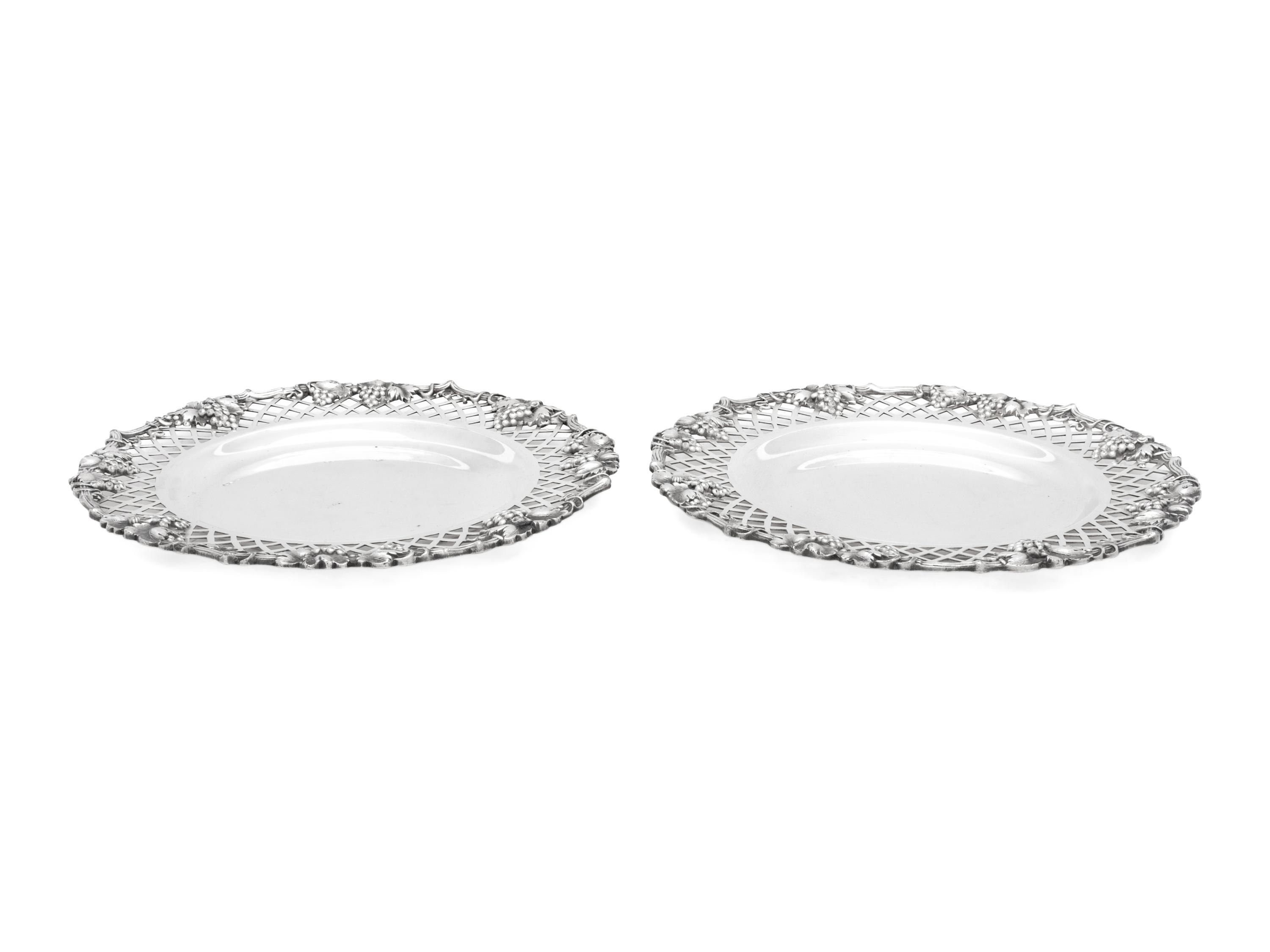 A Pair of Continental Silver-Plate Wine Coasters