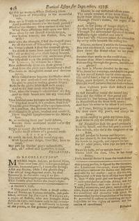[African-Americana] [Wheatley, Phillis] Urban, Sylvanus. Phillis Wheatley's Fourth Published Poem "On Recollection"