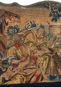 A Louis XV Painted Canapé with Needlepoint Tapestry Upholstery