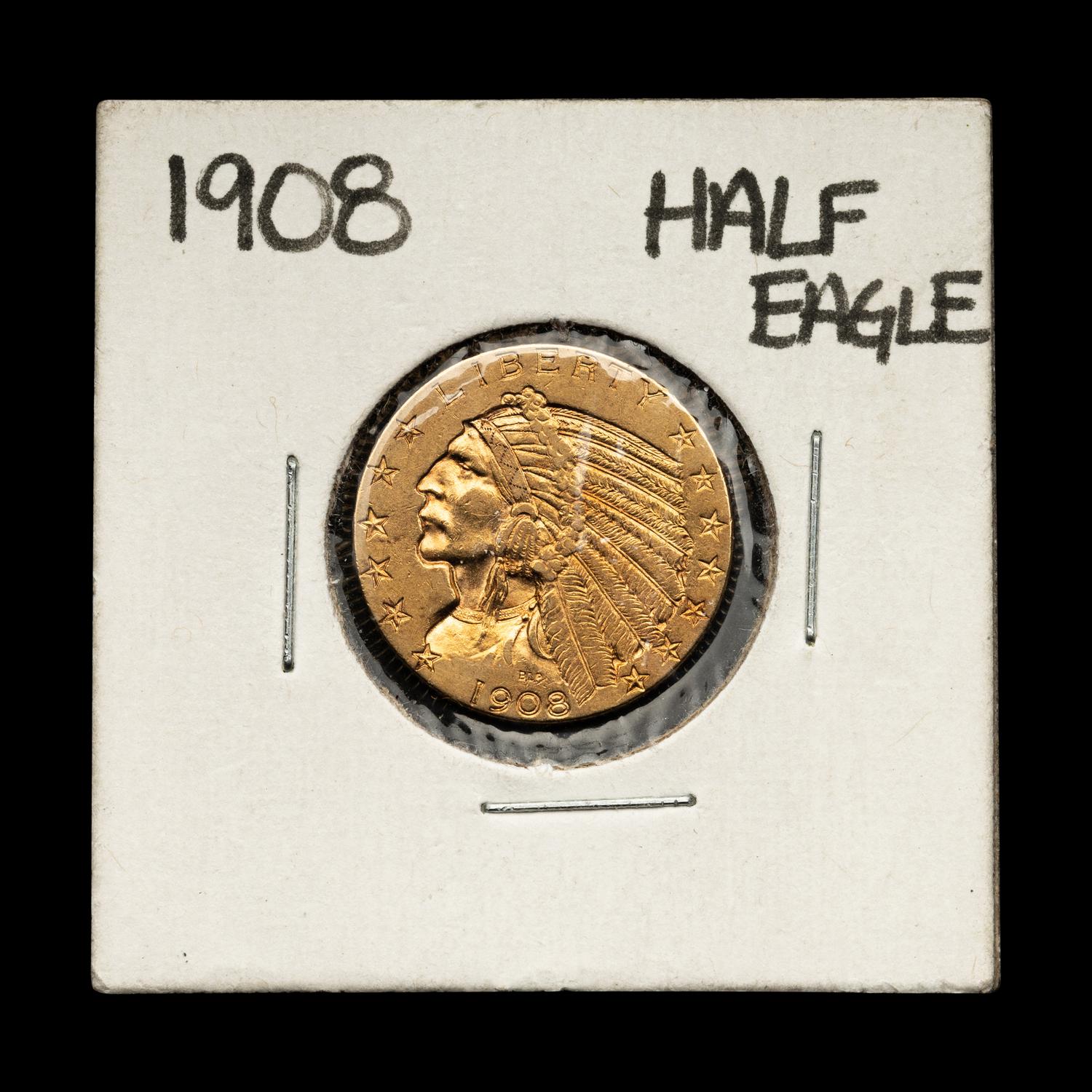 A 1908 Indian Head $5 Gold Coin
