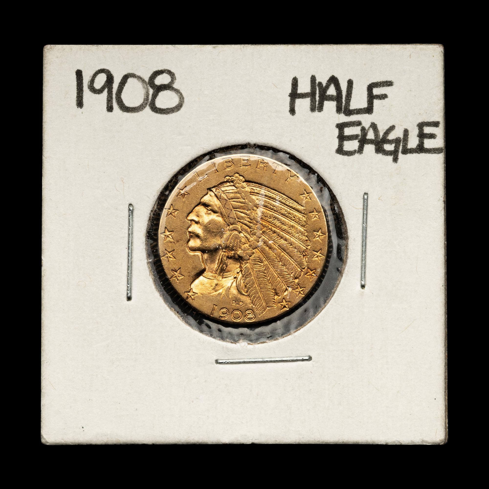 A 1908 Indian Head $5 Gold Coin