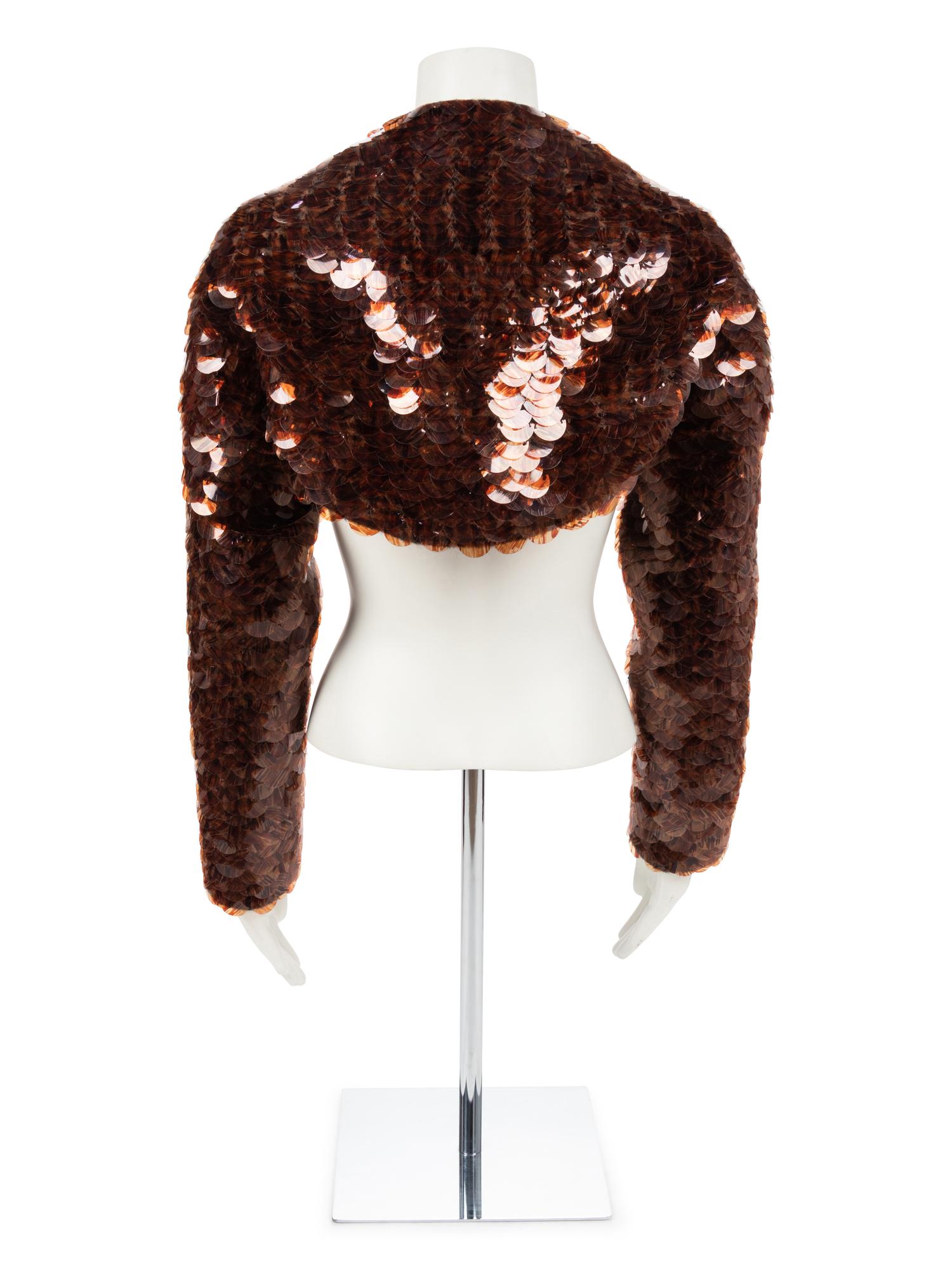 Geoffrey Beene Brown Bolero with Large Sequins, 1980-90s