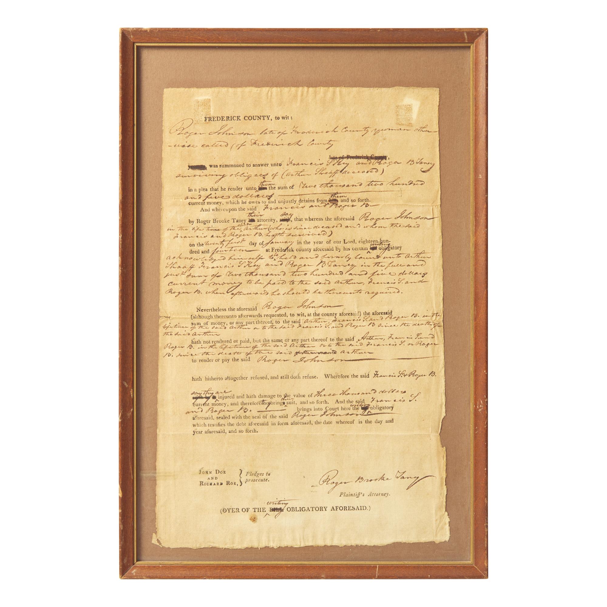 [Supreme Court] Taney, Roger B. Group of Five Signed Documents