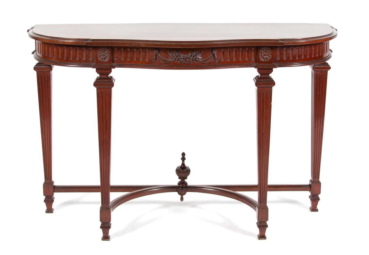 A George III Style Mahogany Serpentine Console Table Height 32 x 49 1/2 x 17 inches. — 20TH CENTURY