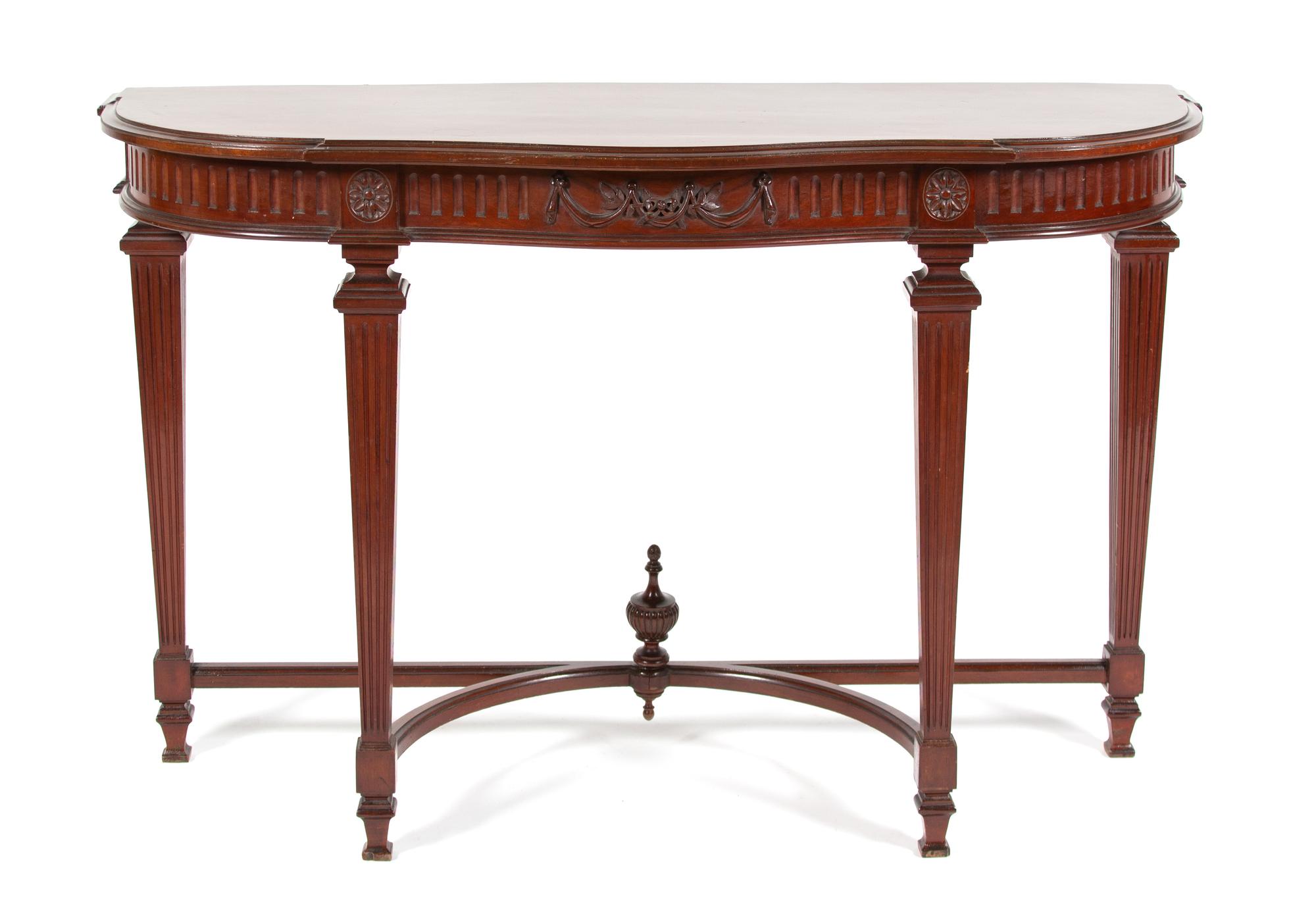 A George III Style Mahogany Serpentine Console Table Height 32 x 49 1/2 x 17 inches. — 20TH CENTURY