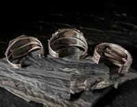 Navajo and Zuni Silver Cuff Bracelets, with Inlay