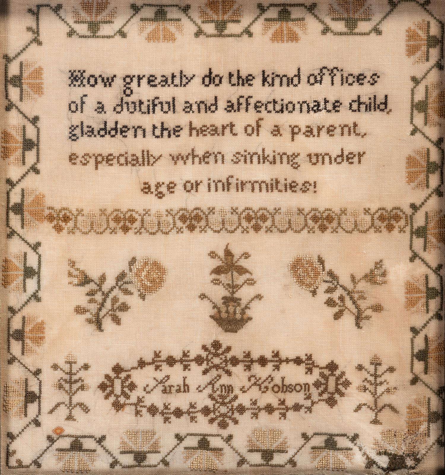 An English Needlework Embroidered Verse Picture