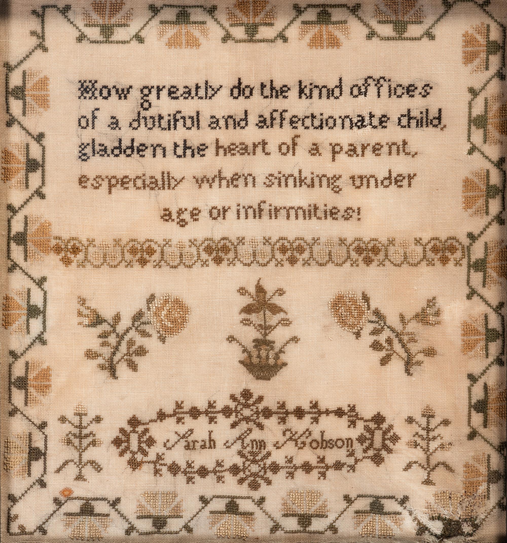 An English Needlework Embroidered Verse Picture